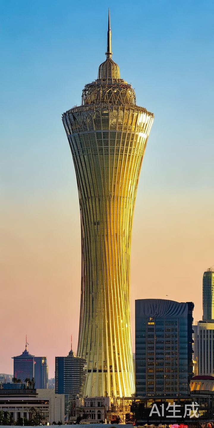 在繁华的澳门城市天际线上，新葡京酒店的身影格外耀眼